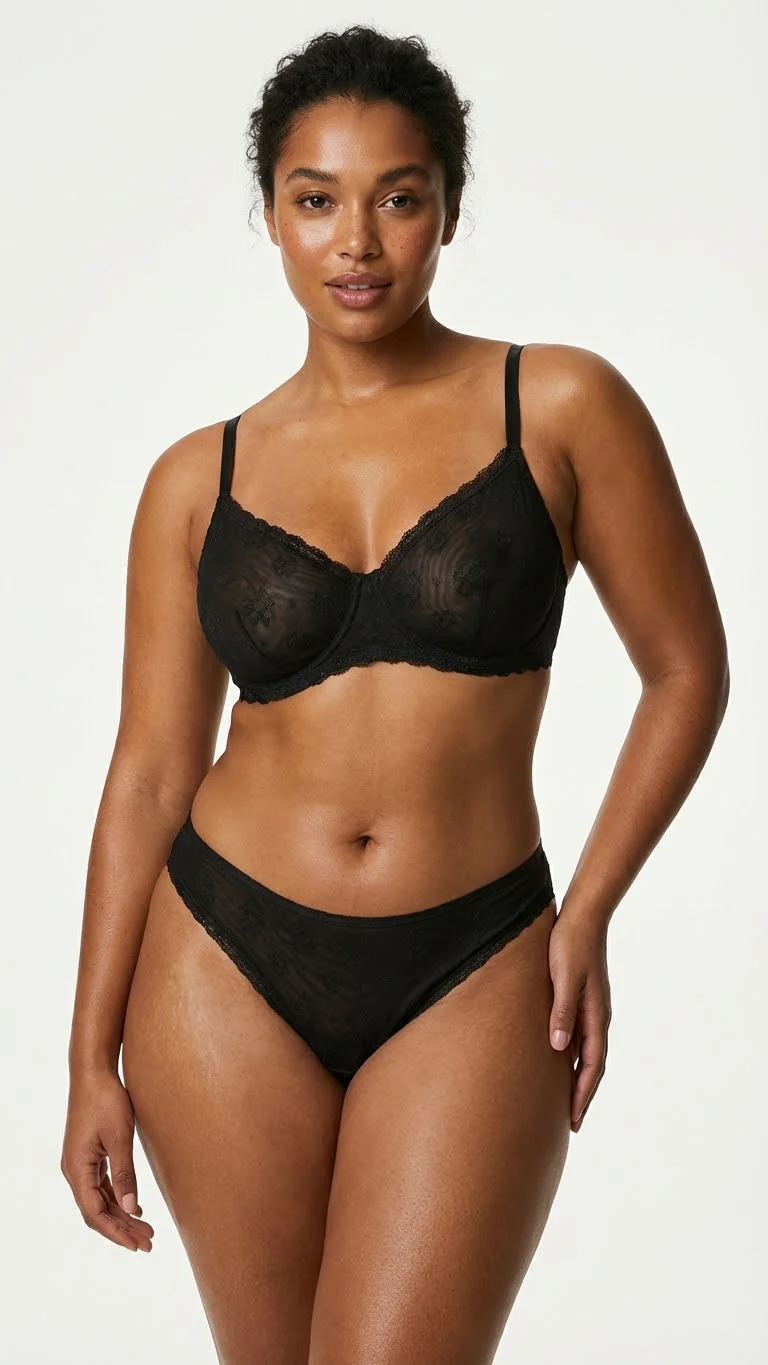 Jakarlı Pamuklu Slip Külot Mat Siyah - Mat Siyah Renk Detayı